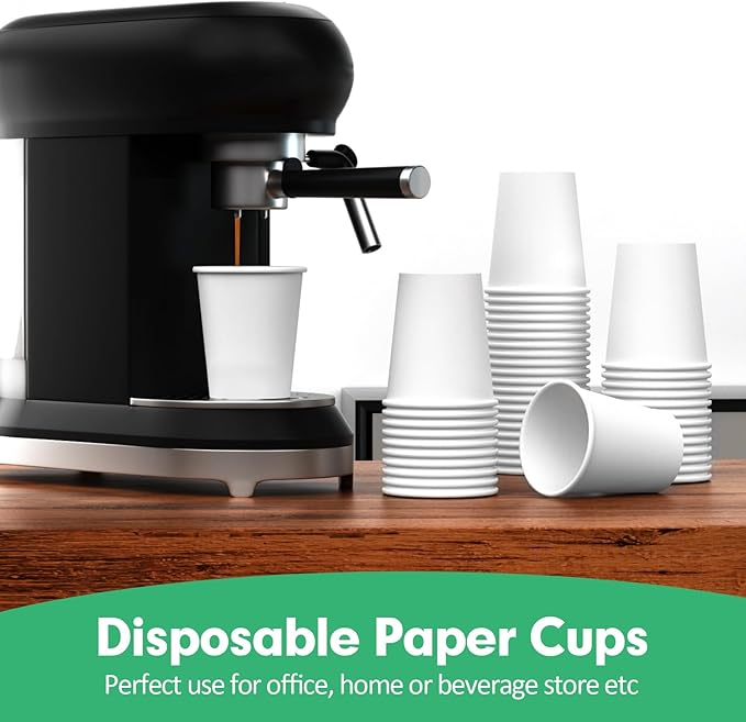 8 oz Paper Cups, 300 Pack 8oz Disposable Paper Coffee Cups, Coffee Cups 8 oz for Cold and Hot Drinks, White Paper Drinking Cups for Parties, Picnic, Cafes, Bistros and Events