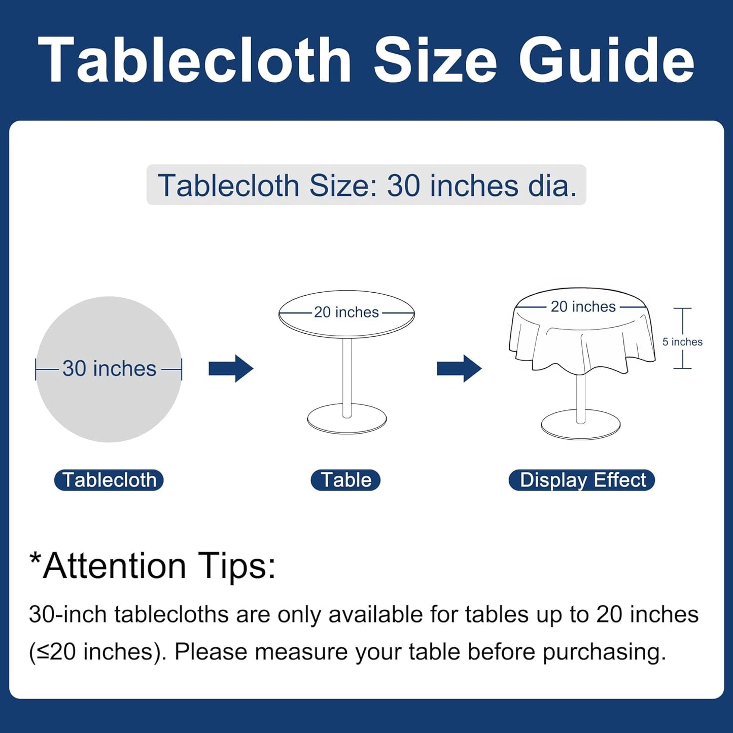 Hiasan Round Linen Tablecloth 30 Inch - Wrinkle and Stain Resistant Washable Polyester Fabric Table Cloth for Dining Room Kitchen Party, Beige