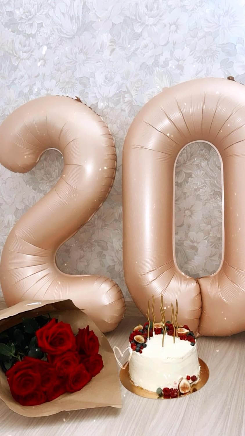 Light Brown Helium Number Balloon 40 Inch, Giant Foil Light Brown Number 0 Birthday Balloons, Large Numbers 10 20 30 40 50 60 70 80 90 100 2026, Party Celebration Supplies Decorations
