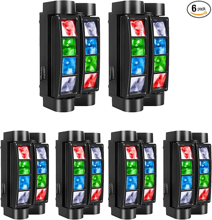 6-Pack U`King Spider DJ Light 8x10W LEDs Beam Sound Activated and DMX-512 Control for Party Pub Festival Disco Show Wedding Event