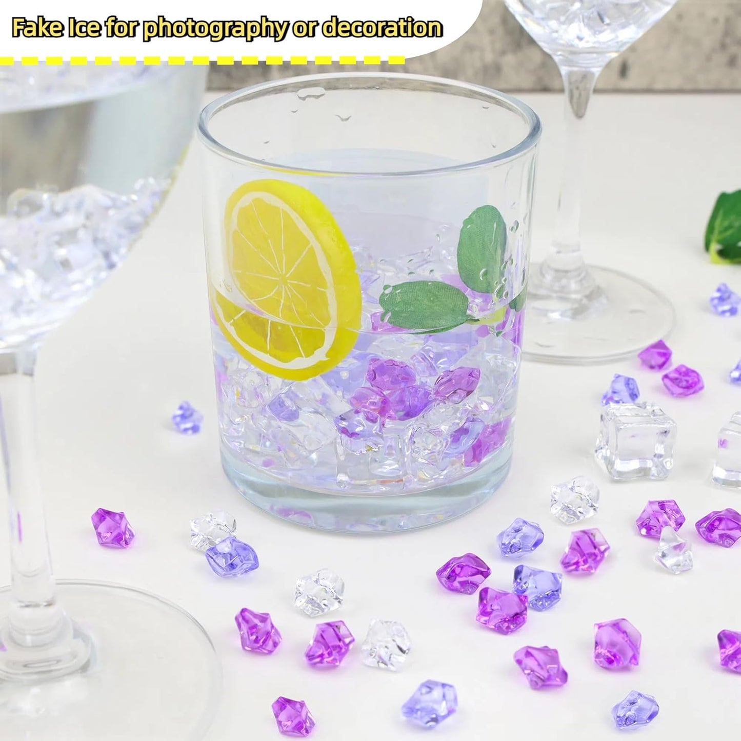 YATOJUZI 500pcs Fake Ice Cubes Purple Assorted Acrylic Crushed Rocks Vase Fillers Plastic Diamonds Gems for DIY Party Wedding Centerpiece Table Scatter Prop Display 0.5" (Random Color)