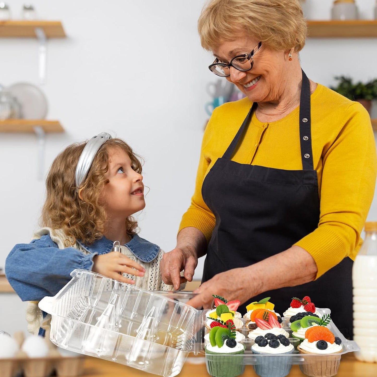 80 Pack Plastic Cupcake Containers 12-Compartment Clear Cupcake Boxes Disposable Cupcake Tray Holders 12 Cavity Cupcake Carriers with Deep Dome For Cupcake Muffin Packaging