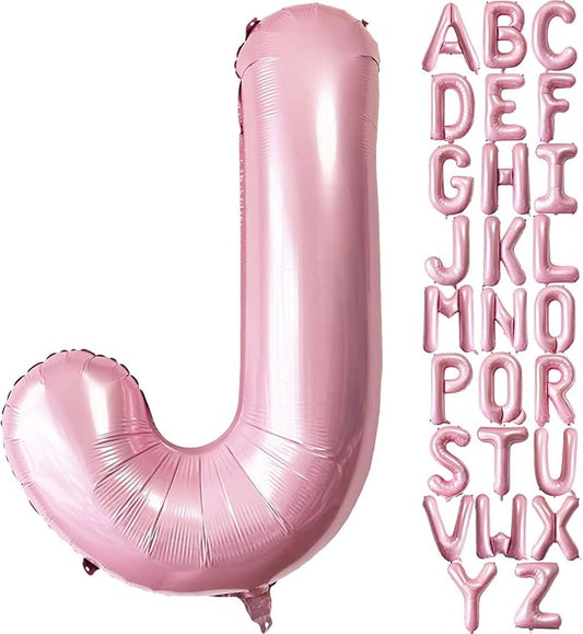Lovoir Pink Letter J Balloons, 40 Inch Pastel Pink Letter Balloons J Foil Mylar Helium Pink Letter Balloons for Birthday Party Supplies Anniversary Event Celebration Decorations Alphabet Pink J