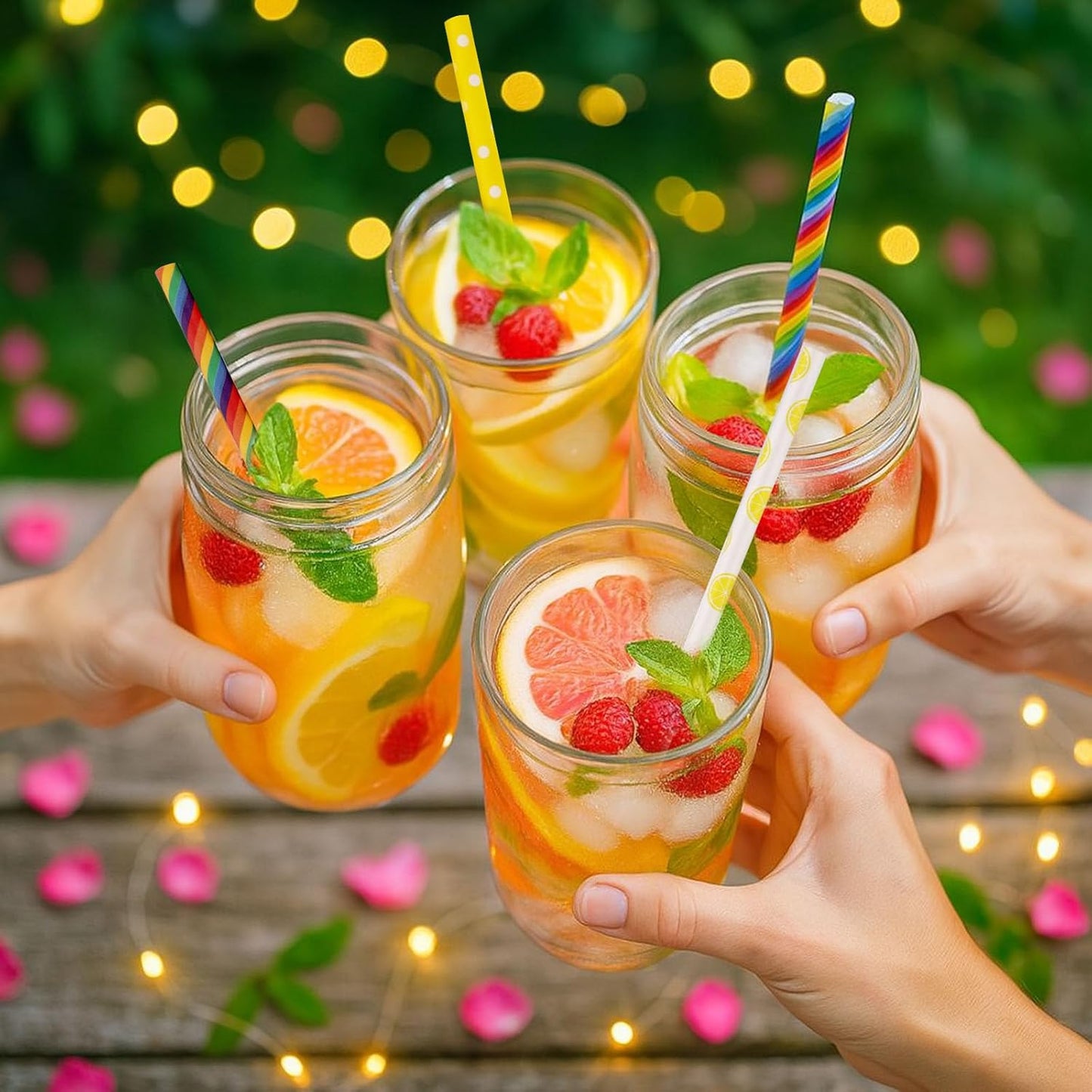 HAKACC Paper Straws for Drinking, 200PCS Party Straws for Birthday Wedding and Holiday DIY Decorations, 10 Styles