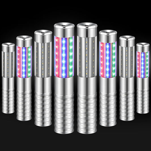 8 Pieces RGB LED Strobe Baton Light Rechargeable Bottle Service Sparklers Stick Reusable Champagne Bottle Handheld LED for Club Stage Nightclub Party Concert Event Bar Outdoor - Silver