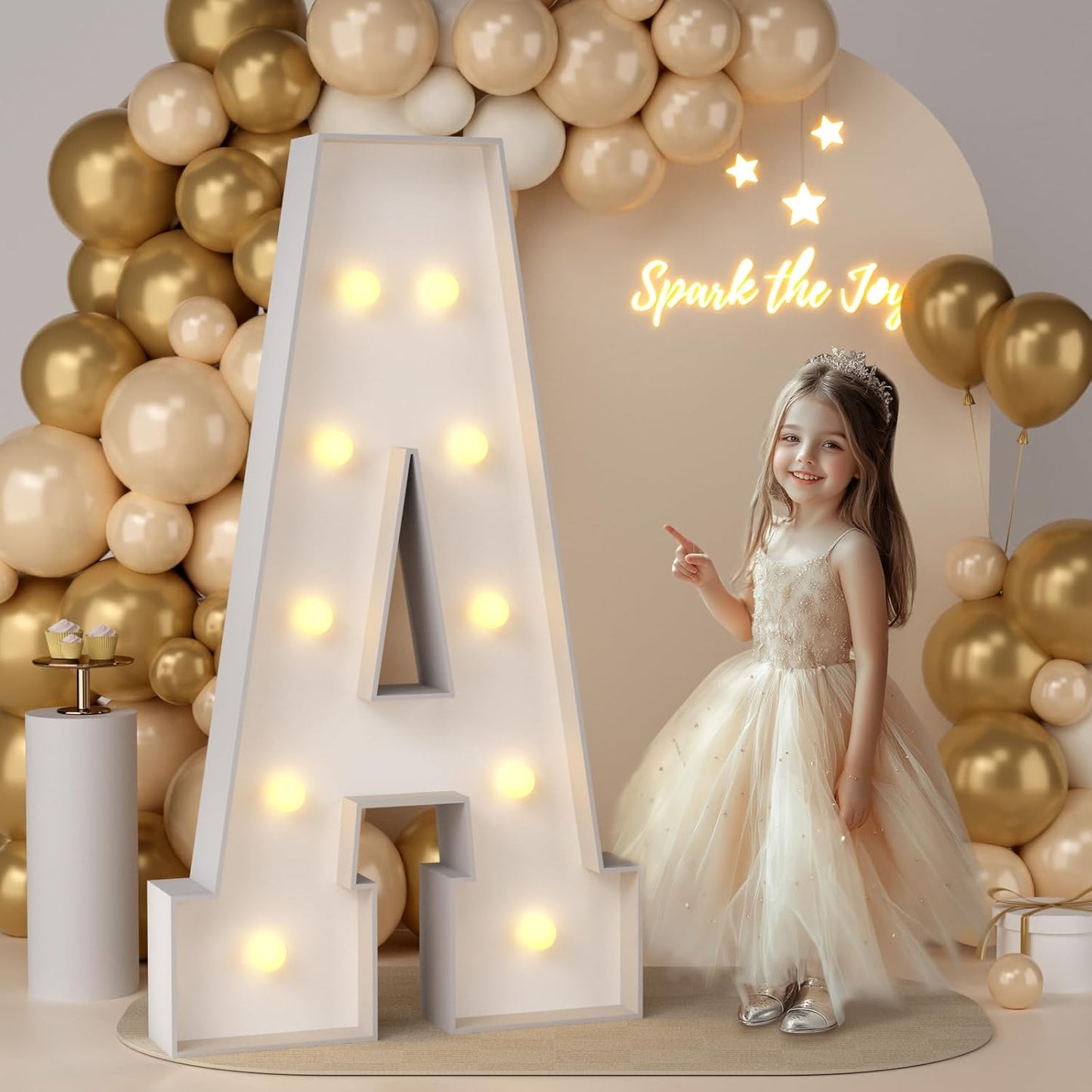 JoyMuse 4FT Marquee Light Up Letters,Large Marquee Letters 4 Feet Tall for Marry Me Proposal Decorations Big 4FT Letters with Lights for Baby Shower Party Decor, Letter A