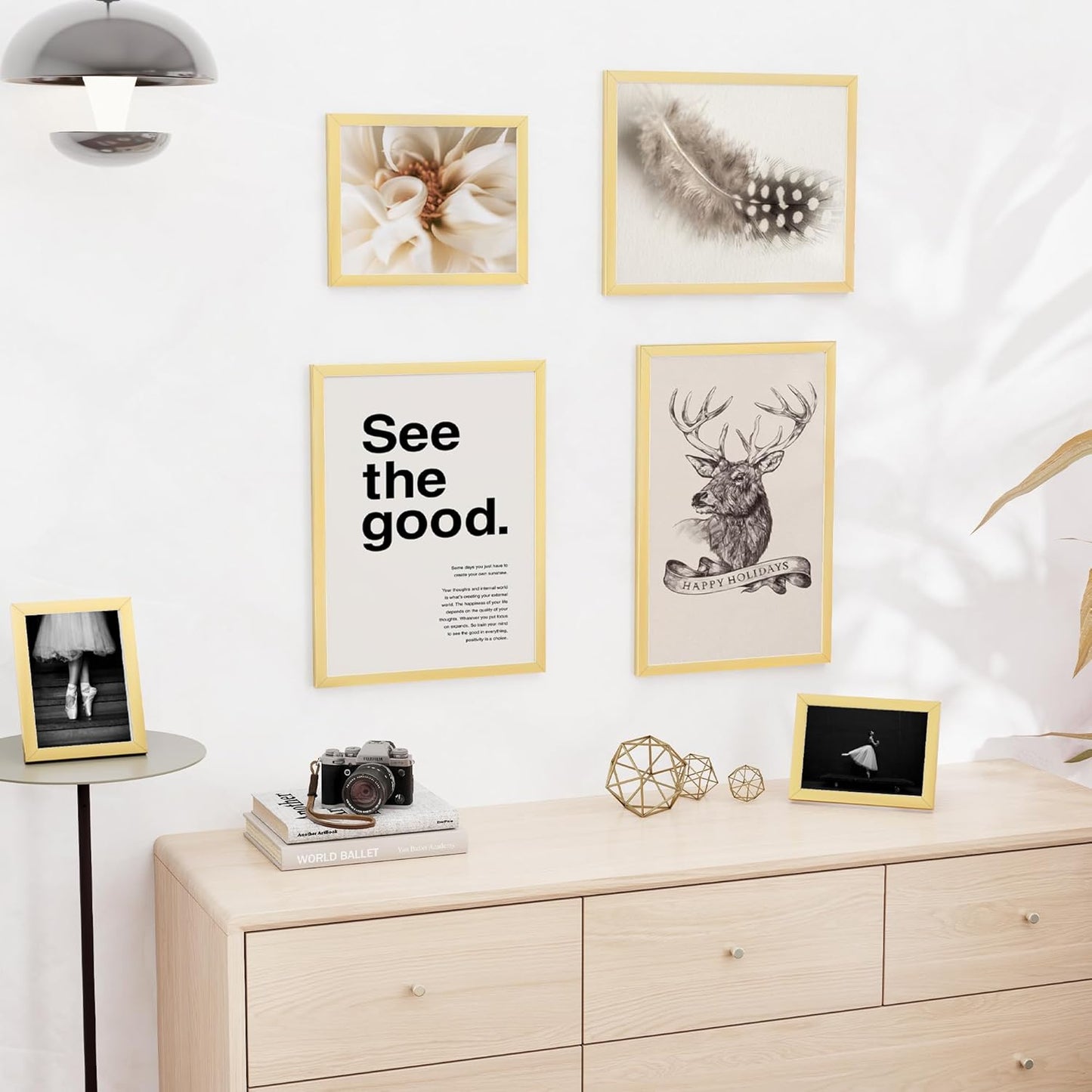 8x10 Picture Frame, Display 8x10 Photo Frames - High Definition Plexiglass - Vertical and Horizontal Display - Wall Hanging or Table Top Frame - Gold, 3 Pack