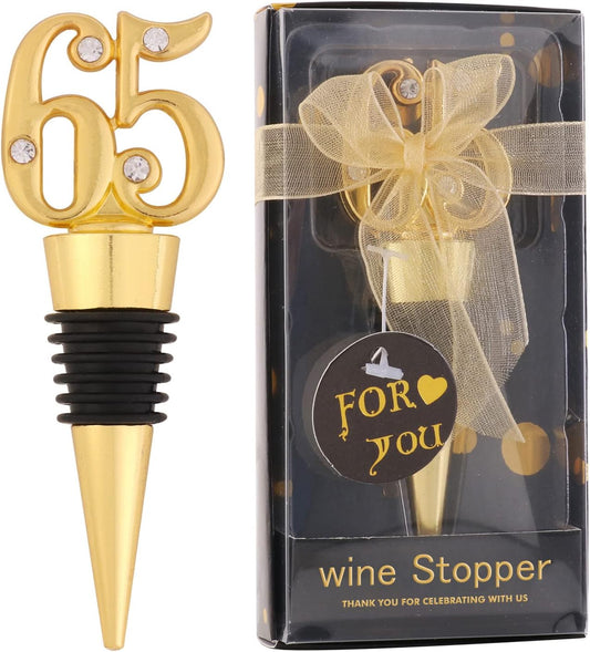 24 Pack 65th Birthday Favors For Guests 65 Years Old Wine Bottle Sioppers With Gift Box For 65th Wedding Anniversary Party Souvenirs Party Favor Decoration