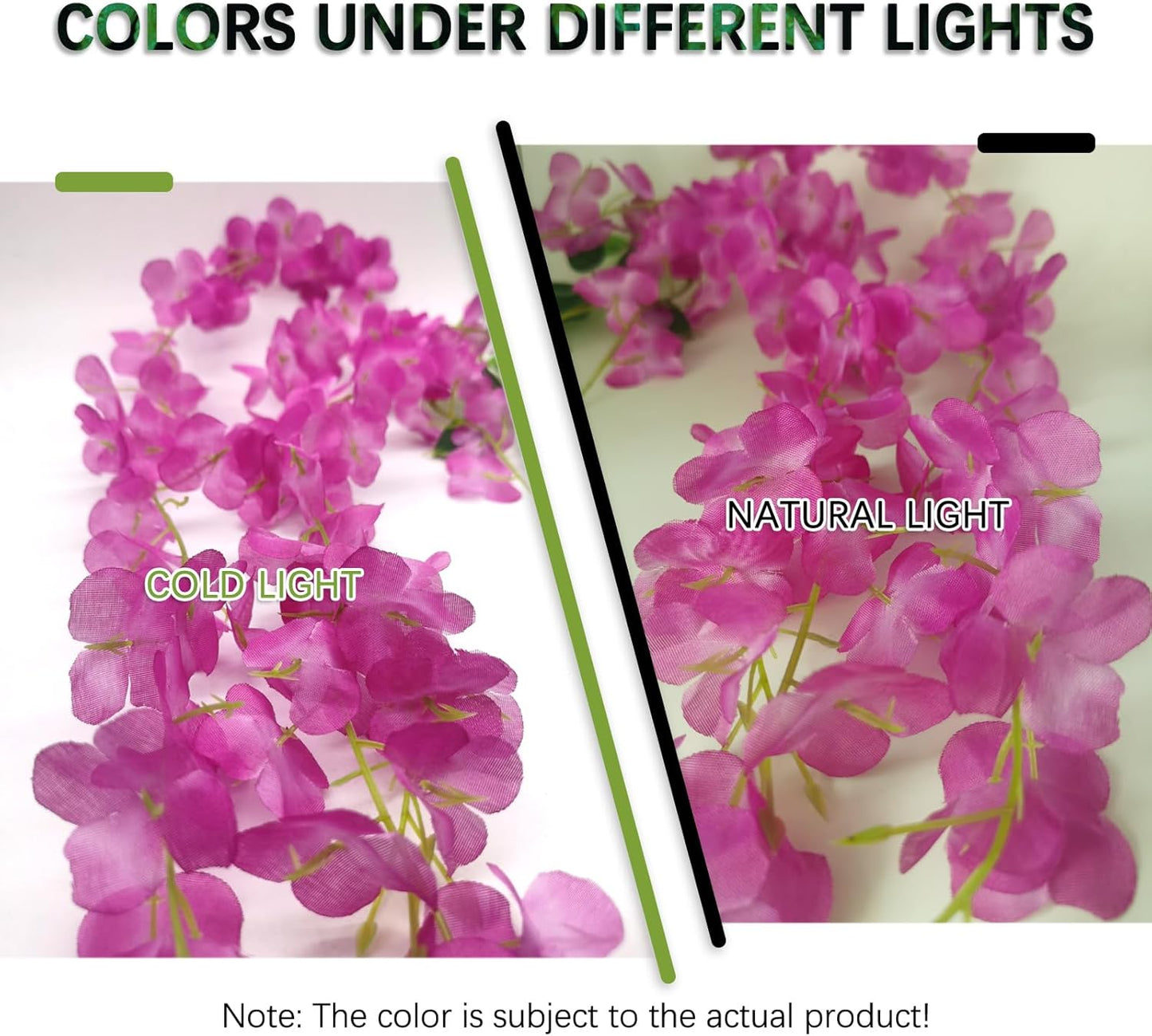 24 Pack Purple Red Wisteria Hanging Flowers Garland, 3.77 Feet Artificial Flower Vines, Fake Wisteria, Artificial Vines Hanging Garland for Backdrop Outdoor Yard Garden Decor