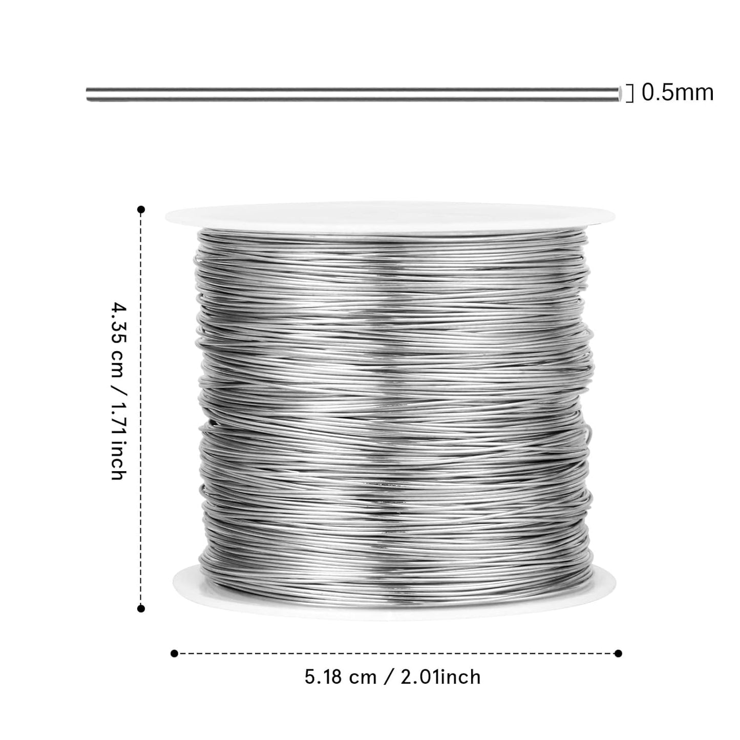 262FT Jewelry Wire 24 Gauge Tarnish-Resistant Copper Beading Wires Roll Bulk for DIY Crafts Jewelry Making, Silver Wire