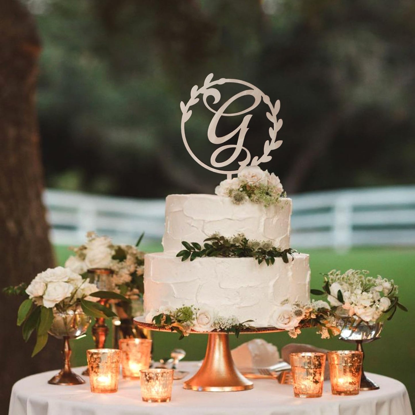 LINGTEER Personalized Inital Letter G Wooden Cake Topper Perfect for Birthday Rustic Wedding Anniversary Party Keepsake Decoration