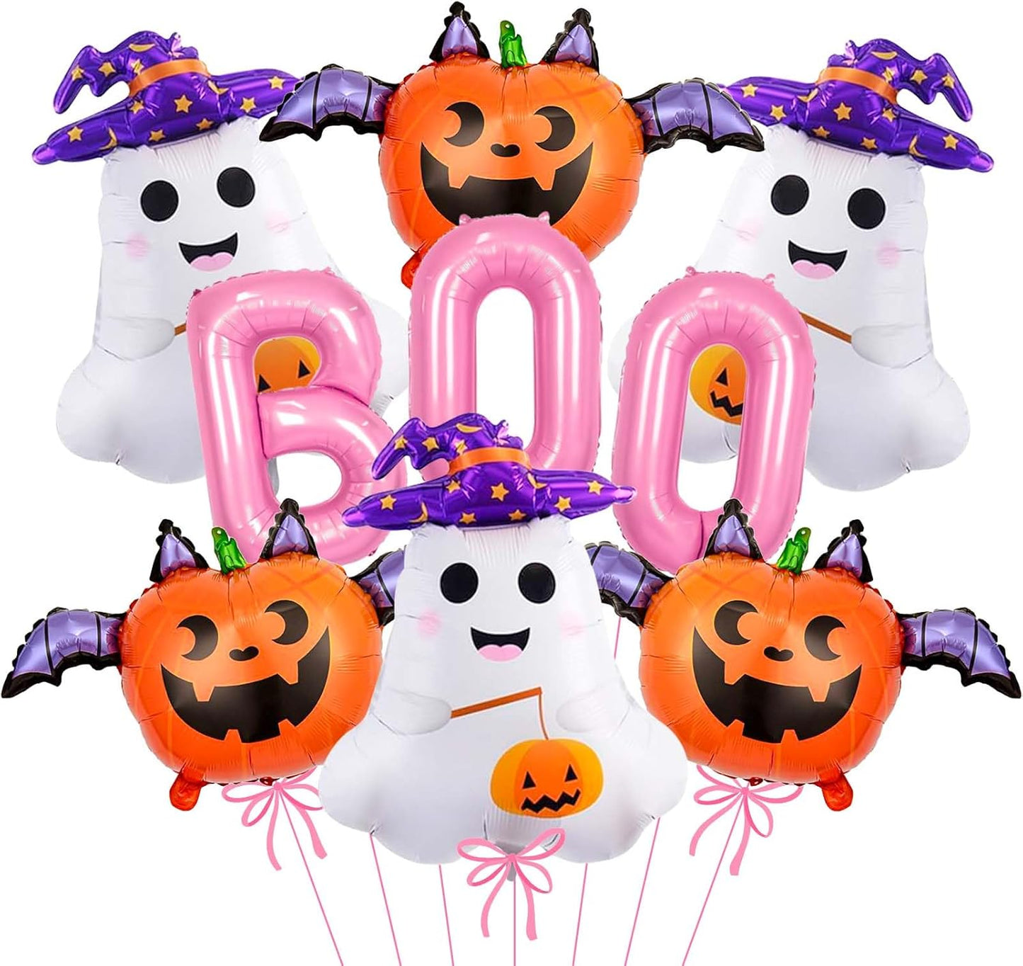 Halloween Balloons Decorations, Pink Boo Letter, Ghost, Pumpkin Foil Balloon for Halloween Party Decorations (Purple)