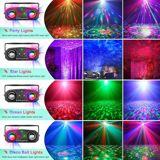 Party Disco Ball, Dj Disco Light Strobe Dance Sound Activated with Remote Control Stage Rave Karaoke Light Ocean Star Projector for Club Parties KTV Christmas Halloween Décor Birthday Glow Party