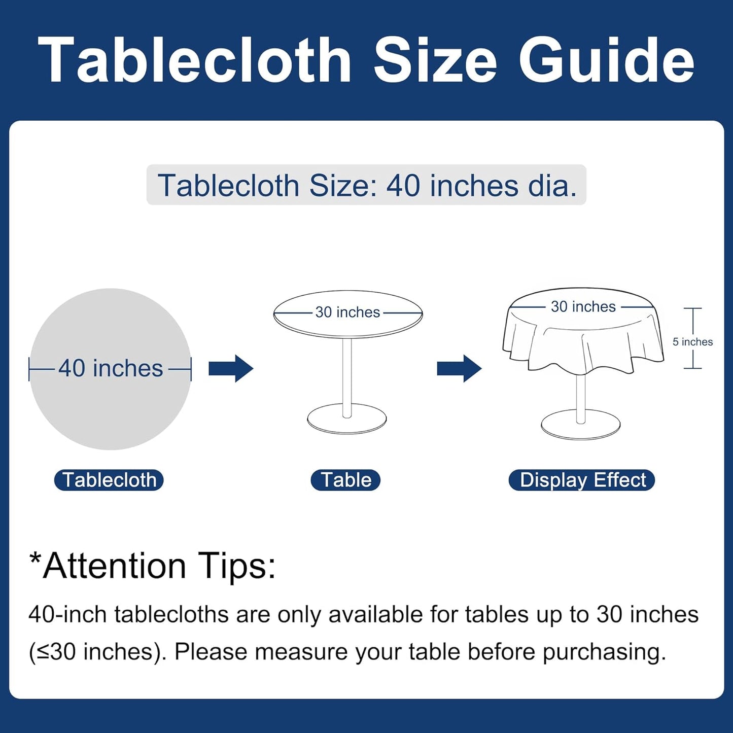 Hiasan Round Linen Tablecloth 40 Inch - Wrinkle and Stain Resistant Washable Polyester Fabric Table Cloth for Dining Room Kitchen Party, Beige