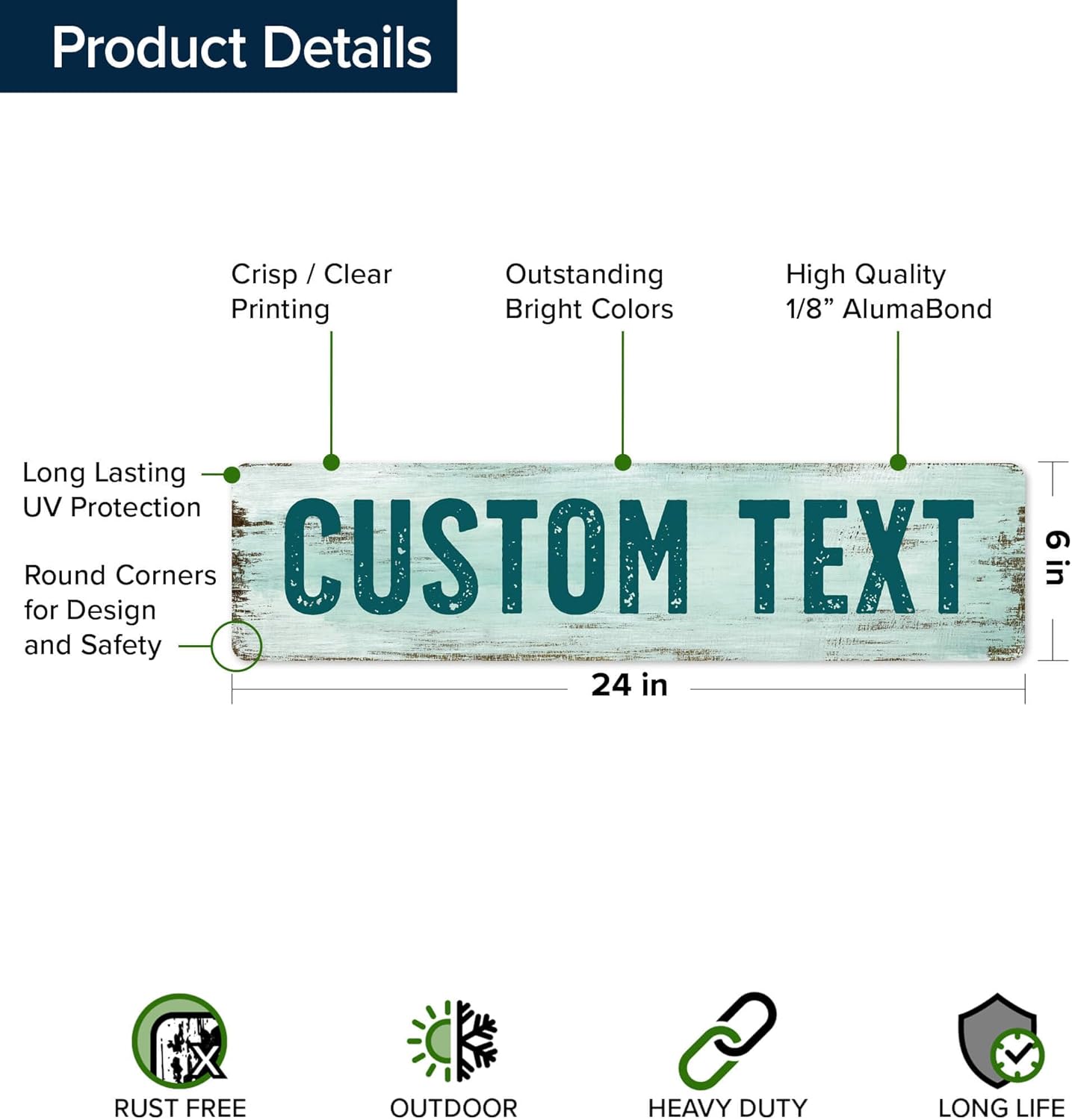 Custom Sign, Custom Street Sign, 11 Font Colors, 13 Font Styles, 4 Hole Options, 22 Sizes, 6x24 Inches, Rust Free DiBound, Fade Resistant, Made in USA by My Sign Center (Shabby Chic)
