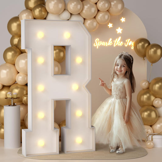 JoyMuse 4FT Marquee Light Up Letters,Large Marquee Letters 4 Feet Tall for Marry Me Proposal Decorations Big 4FT Letters with Lights for Baby Shower Party Decor, Letter R