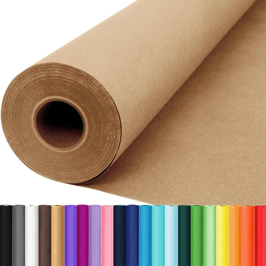 18"x3600" (300') Brown Craft Paper Roll, Bulletin Board Banner Construction Kraft Paper, Eid Bouquet Flower Decorative Gift Wrap, Kid Art Poster Packing Shipping Floor Covering Table Runner 70GSM 50LB