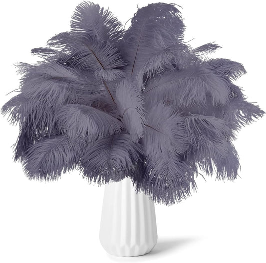 NEWONG 30pcs Grey Ostrich Feathers Natural Bulk 11-14inch(28-35cm) Vase Craft Wedding Home Party Centerpieces Christmas Day Decoration
