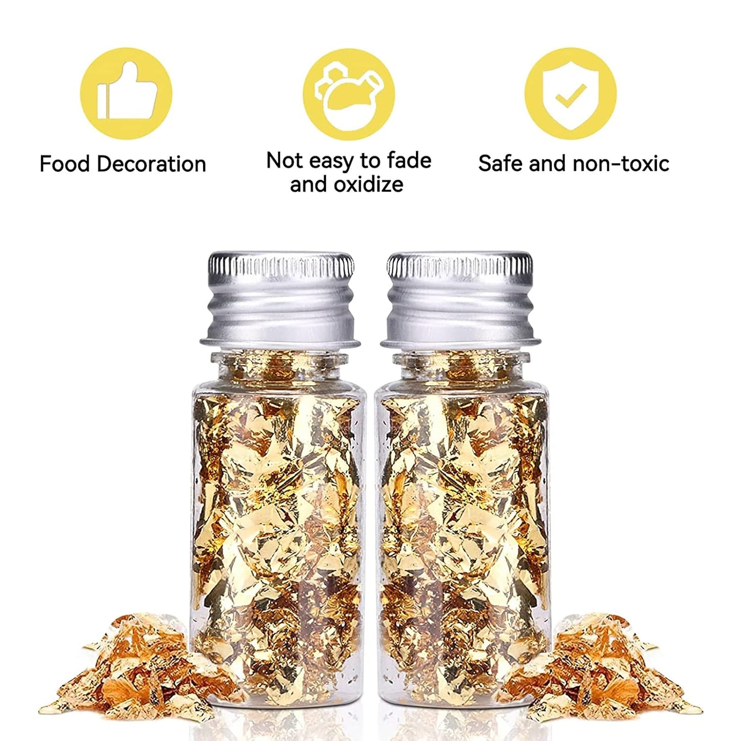 Serlium Edible Gold Leaf, Gold Leaf Cake Decoration Gold Flakes Food Gold Foil Decoration Baking Gold Foil Decor Chocolates Decor Gold Leaf Sheets for Cooking Dessert Decoration Crafts Makeup (2Pcs)