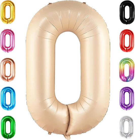 KatchOn, Gaint Caramel 0 Balloon Number - 40 Inch | Retro Apricot Number Balloons | Zero Balloon for Neutral Party Decorations | Balloons 0 Number for Blush Party Decorations
