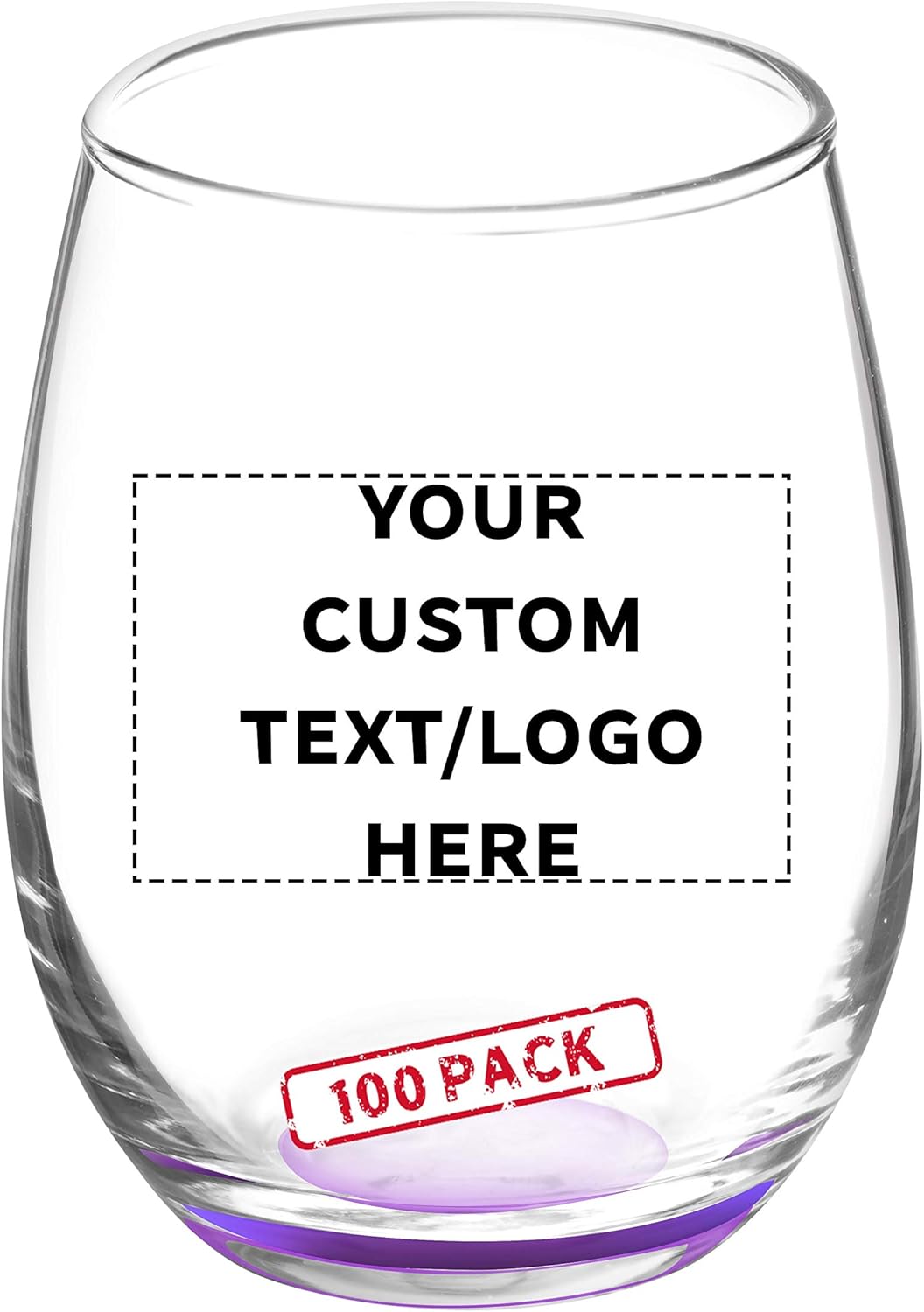 Custom Stemless Wine Glasses by ARC 5.5 oz. Set of 100, Personalized Bulk Pack - Perfect for Hotel, Bar, Restaurant or Lounge - Purple