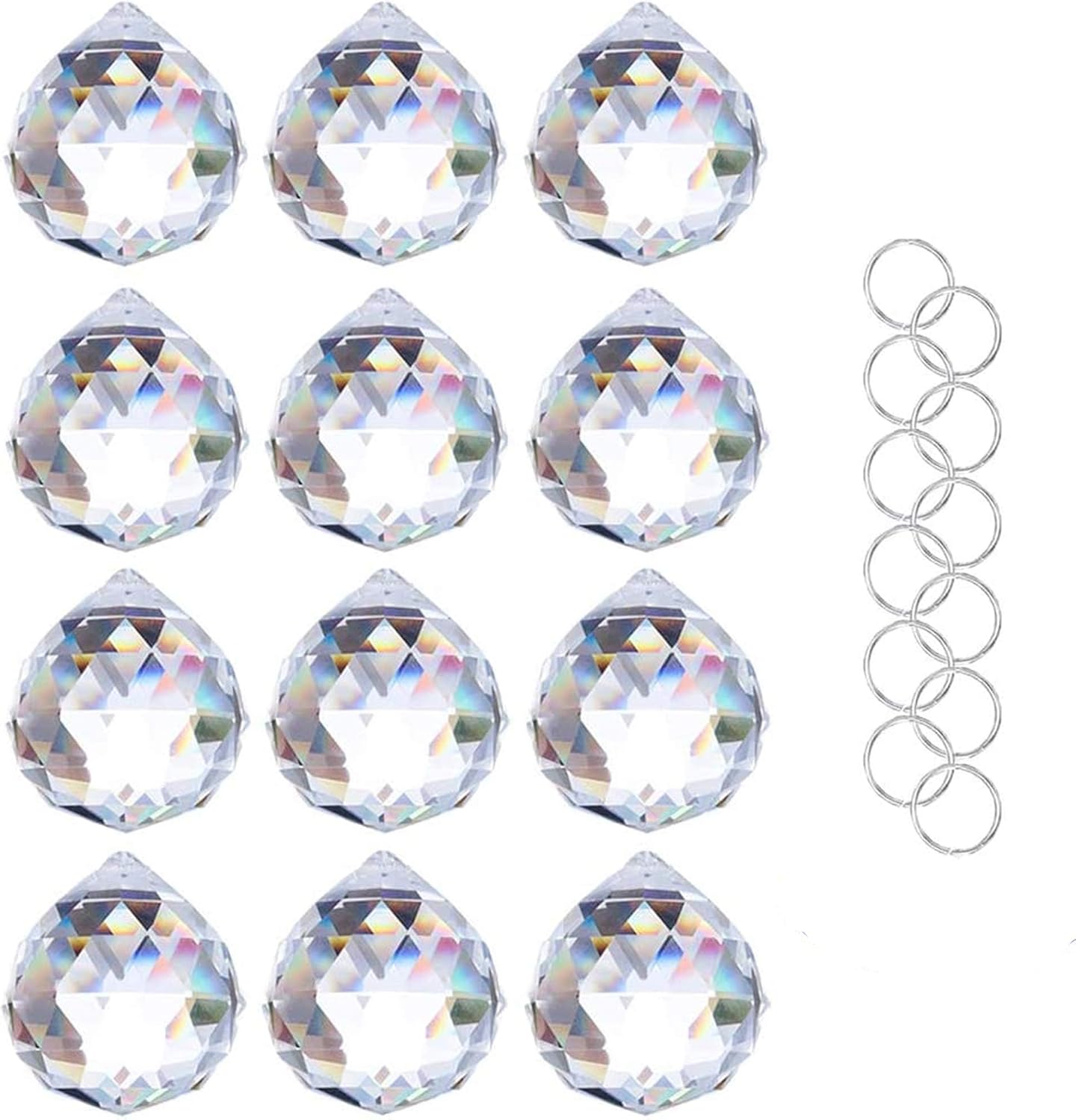 Crystalsuncatcher 20mm/0.78inch Clear Glass Crystal Ball Prism Feng Shui Lamp Hanging Drop Chandelier Pendants Suncatchers Pack of 12 pcs