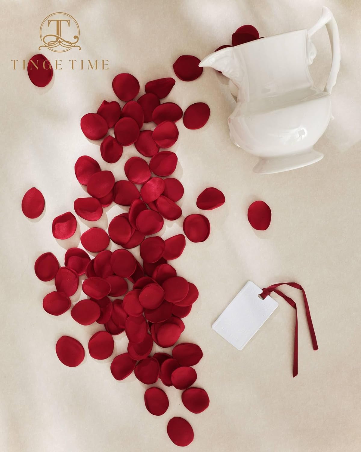 TINGE TIME 200pcs Silk Flower Petals for Wedding, Rose Petals for Decoration, Fake Flower Petals for Bridal Showers, Flower Girl Petals for Anniversaries and Parties (Red)