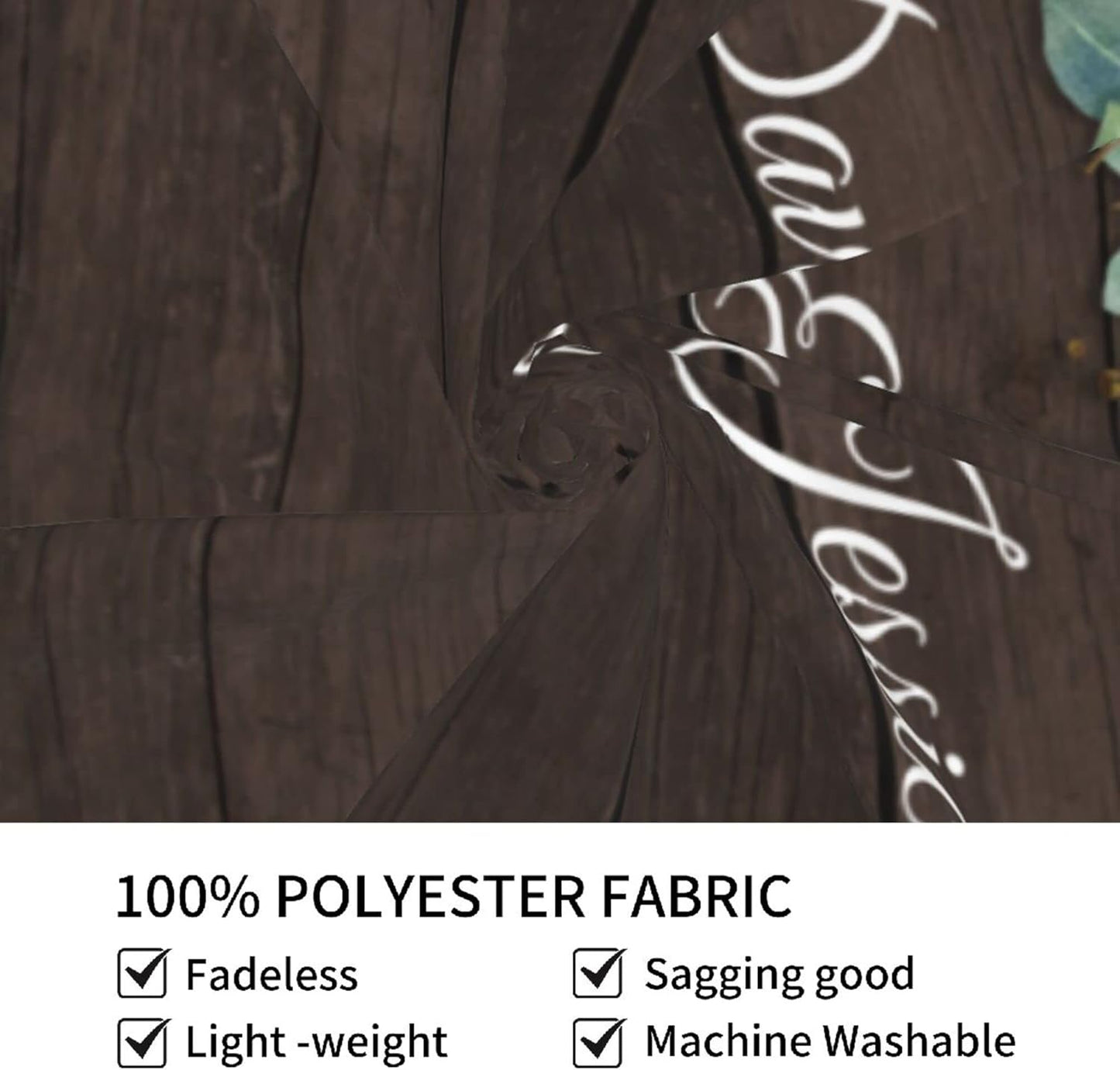 Wedding Backdrop for Reception, Rustic Wood Green Leaf Banner, Custom Tapestry with Names & Date, Personalized Calligraphy Banner Ceremony, Botanical Lights One Size