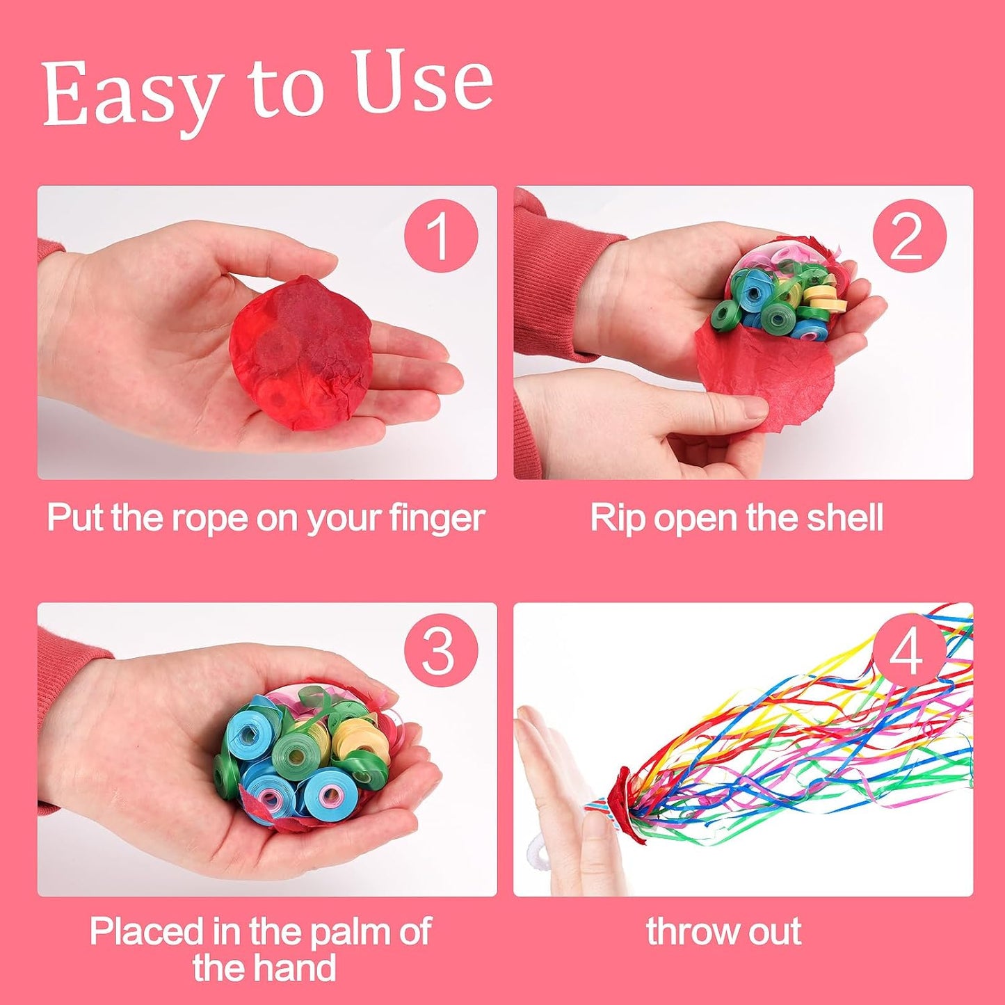 Confetti Poppers, 10Pack Plastic No Mess Streamers, Party Poppers for Birthday,Wedding,Celebrations,Graduation Party (Colorful 2, 10 Pack)