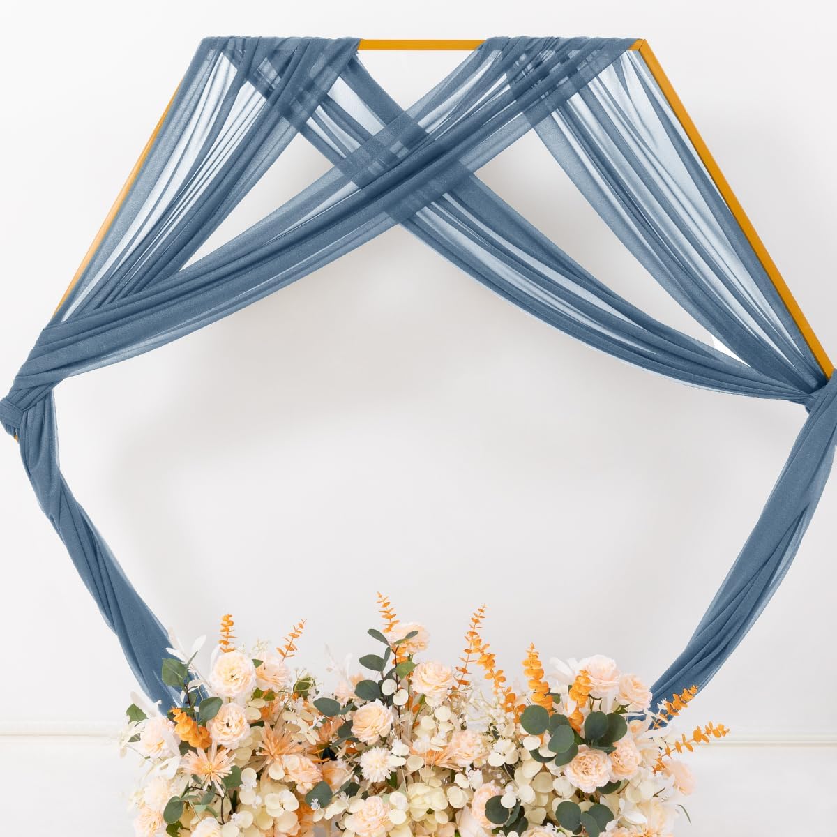 MLMC Dusty Blue Wedding Arch Draping Fabric 2 Panels 29" x 20 FT Extra Long Gauze Drapes Sheer Backdrop Curtains 6.6 Yards Outdoor Drapery Panels for Wedding Bridal Shower Party Ceiling Decoration