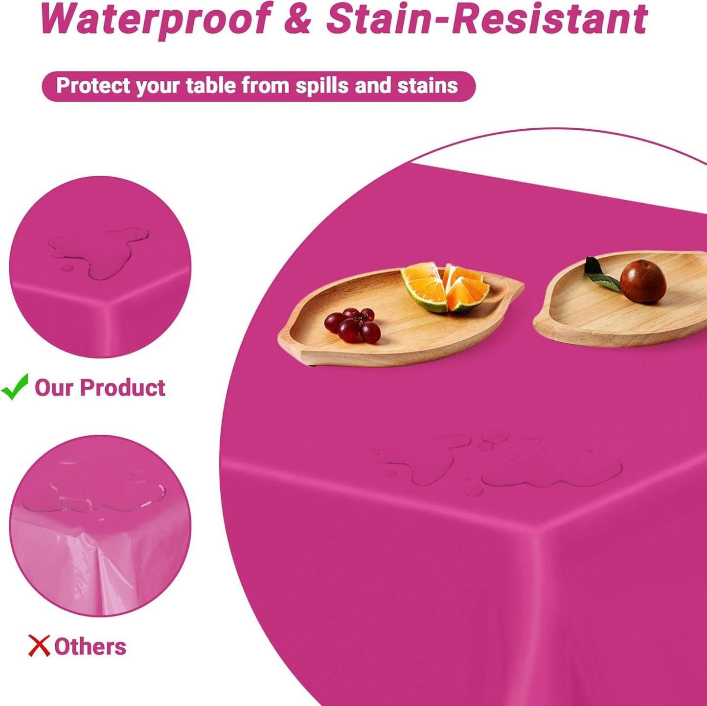 12 PCS Rose Red Disposable Tablecloth, Rectangle Plastic Table Cover, Elegant Smooth Table Cloth, 54 X 108 IN Hot Red Disposable Tablecloth for Birthday Parties, Weddings, Picnics, and Outdoor Events