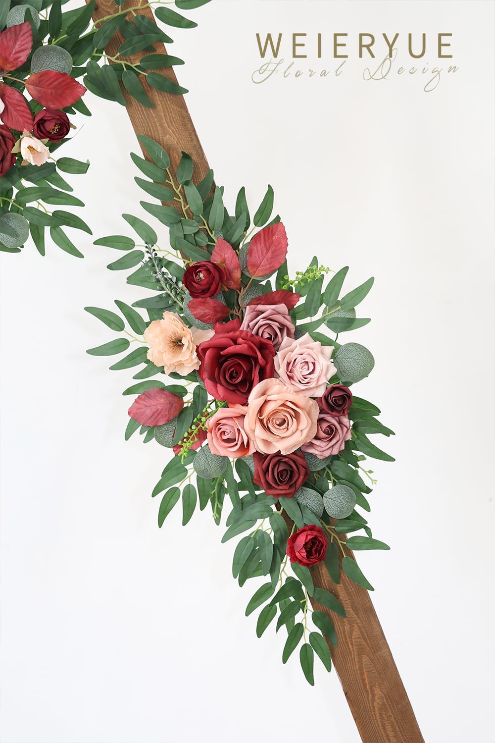 Artificial Wedding Arch Flowers Kit(Pack of 2) for Wedding Arch, Bridal Shower, Ceremony and Reception Backdrop Decoration (Cream red)