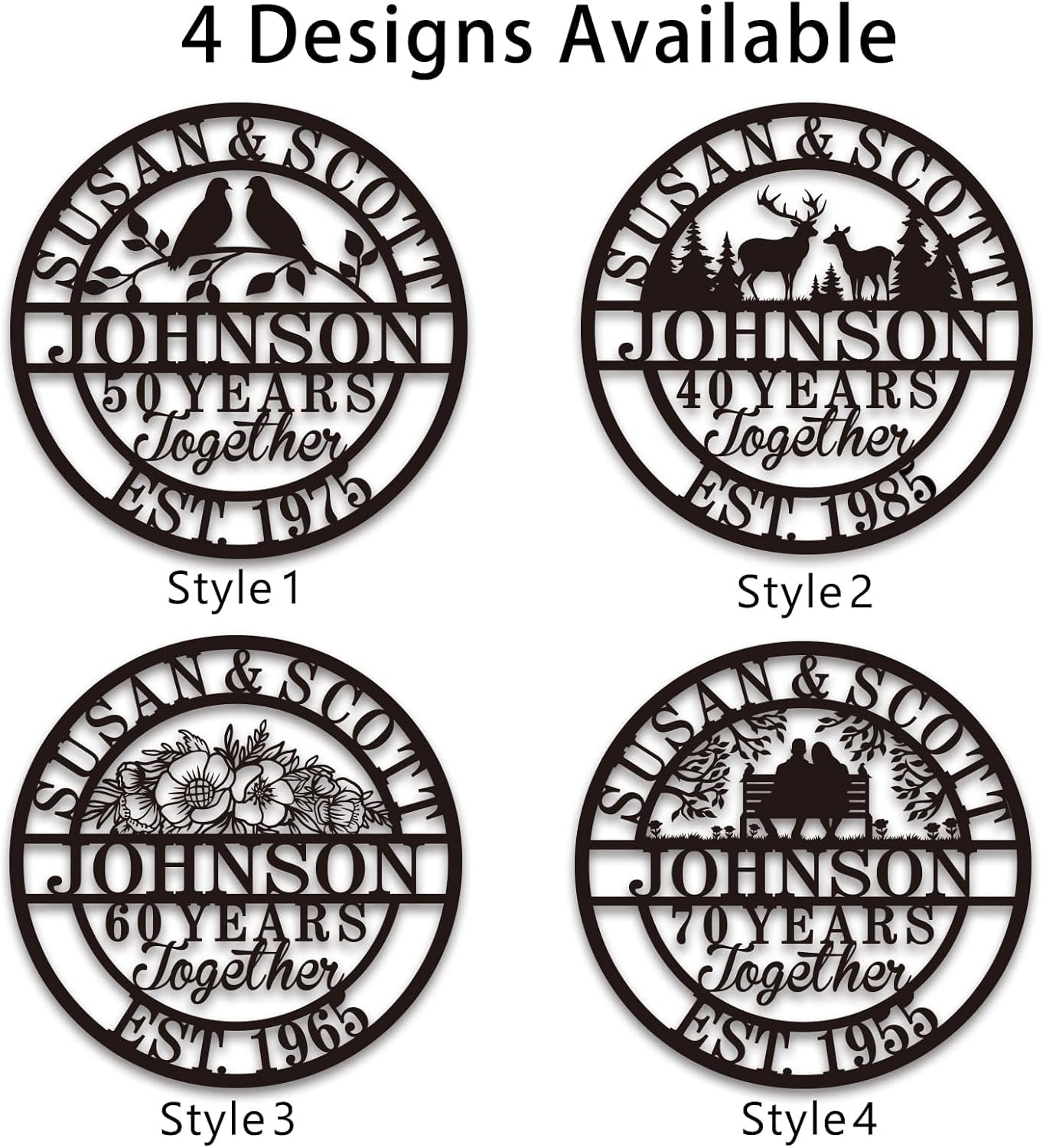 Personalized Wedding Anniversary Sign Gifts, Custom 50th 40th 65th 60th 25th 70th Anniversary Metal Sign, Wedding Gifts for Couples, Custom Name Sign, House Warming Gifts New Home