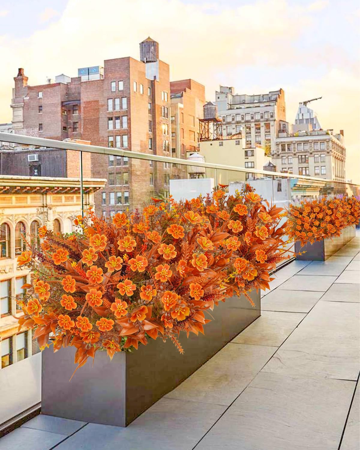 40 Pcs Artificial Fall Flowers Outdoor Faux Fall Plants UV Resistant Fall Flower Decorations for Home Front Porch Farmhouse Office Birthday Party Table Centerpiece Harvest