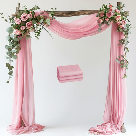 Wokceer Blush Pink Wedding Arch Draping Fabric Backdrop 3 Panels 28.7" X 20FT Sheer Drapes Fabric for Wedding Arbor Ceremony Party