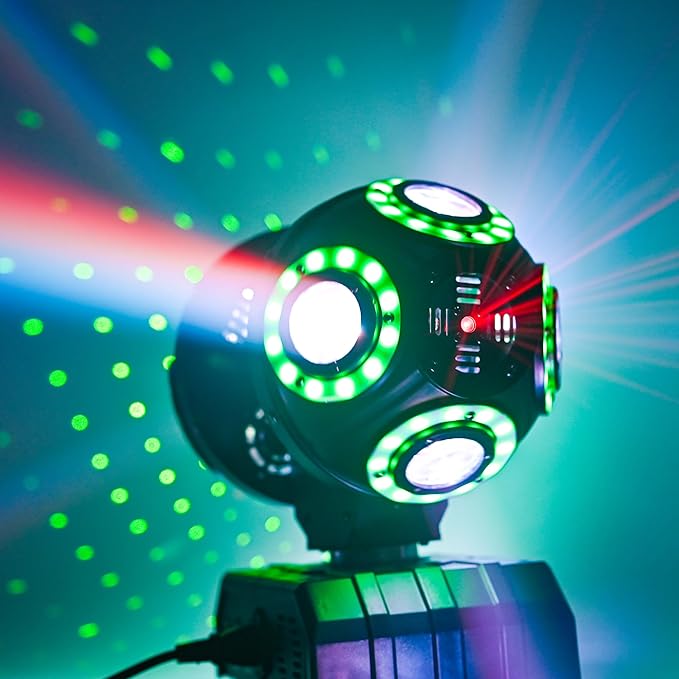 LED Moving Head DJ Light Rotating Beam Stage Lights Pin Spotlight Event Sound Control Dmx512 Disco Lighting KTV Disco Party Wedding Concert Festivals… (2Head DJ Light)