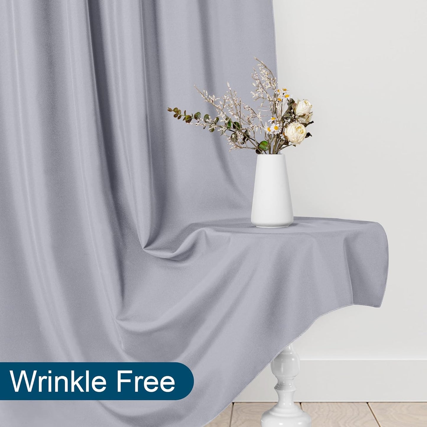 DWCN 10x8 FT Silver Gray Backdrop Curtains for Parties, Photography Backdrop Drapes with Rod Pockets for Wedding Decorations Stage Birthday Family Gatherings, 2 Panels 5ft x 8ft