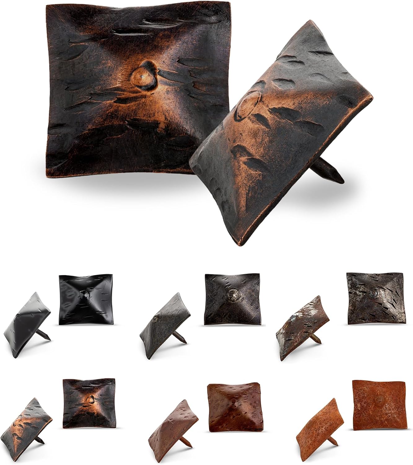 25 Pack 1.5" Square Head Iron Clavos Decorative Nails – Oil Rubbed Bronze – Handmade Rustic Square Fasteners for Farmhouse Shutters, Faux Wood, Barn Doors, Shutters, Gates – Ornamental Wood Accent