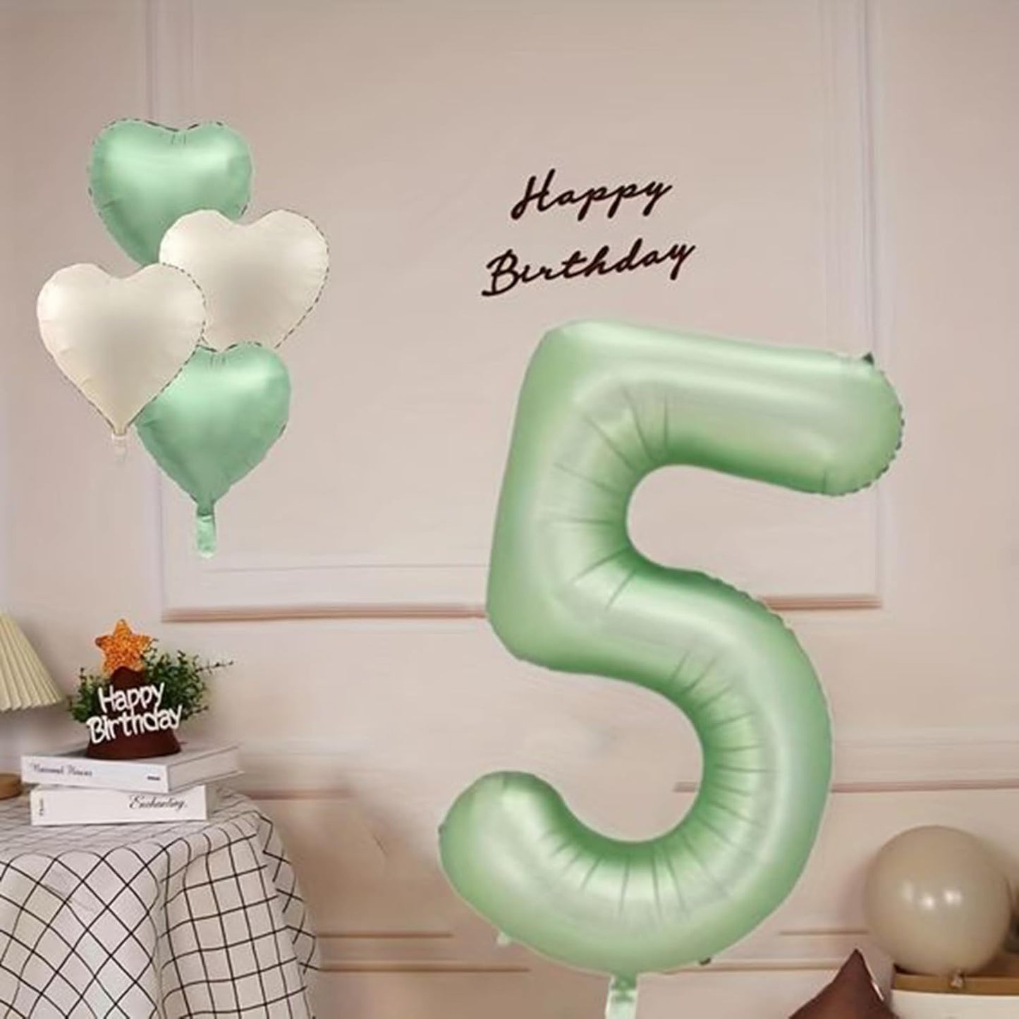 40 inch Olive Green 5 Number Balloons 40 Inch Big Foil Helium Number Balloons 0-9 Jumbo Pastel Pink Digital 5 Happy 5th Mylar Birthday for Girl Anniversary Graduation Princess Party Decoration
