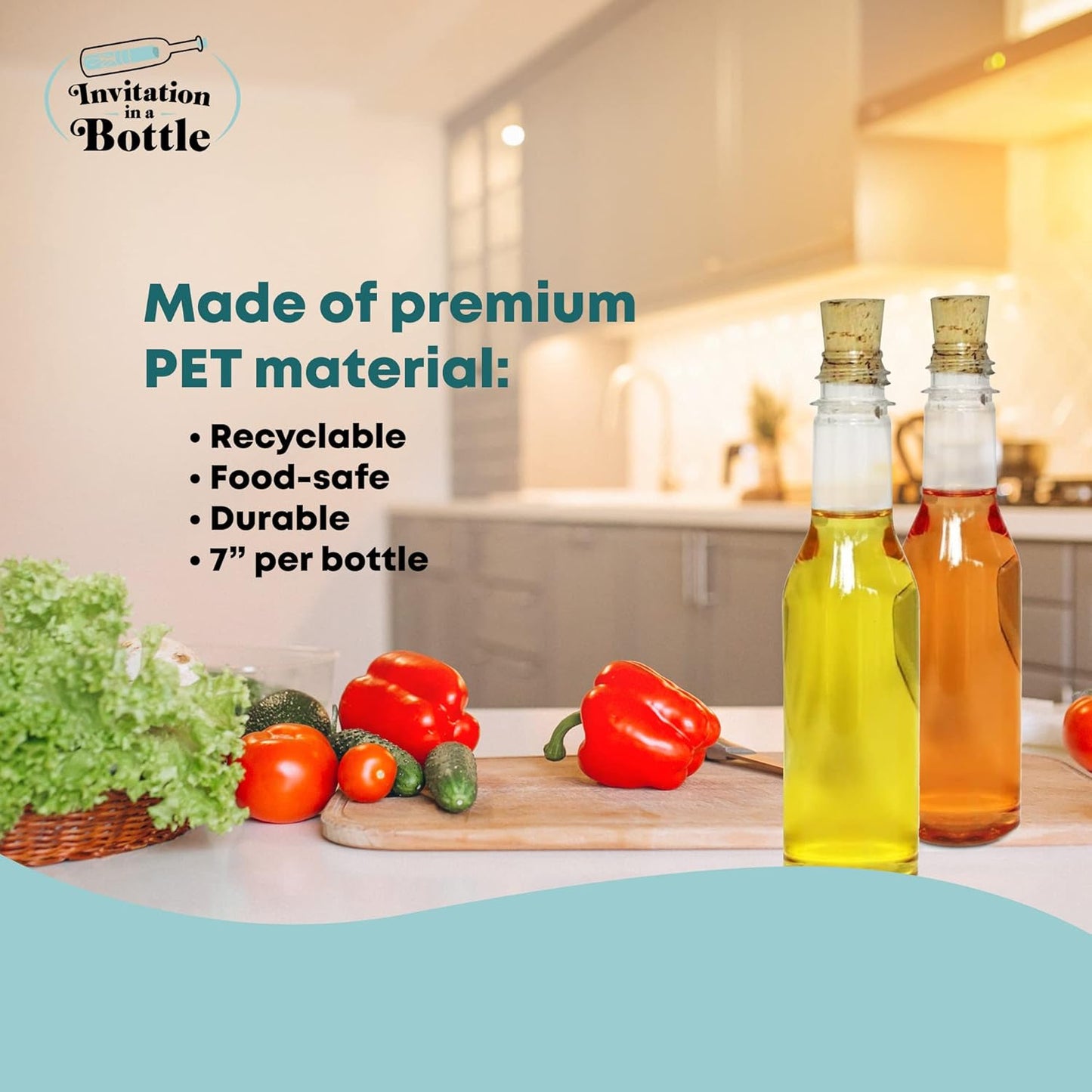 Plastic Bottles & Corks for Bottle Message Invitations, Announcements, DIY Craft, Party Favors & Sand Art - Clear Plastic (160 Bottles & Corks)