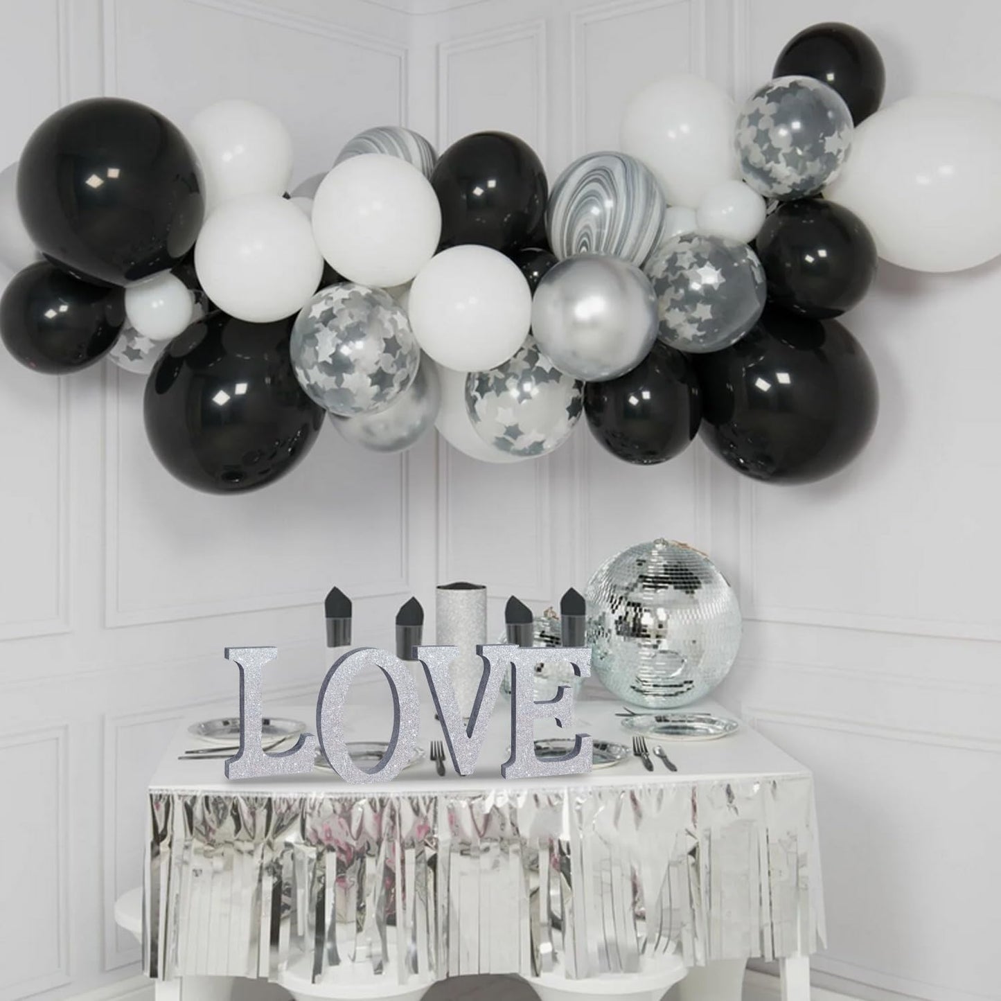 TONIFUL 8 Inch Silver Glitter Letter L Table Centerpiece A-Z Silver Birthday Party Decorations,Silver Alphabet L for Birthday,Chrismas,Graduation,Bridal Shower,Wedding,Anniversary Party Supplies