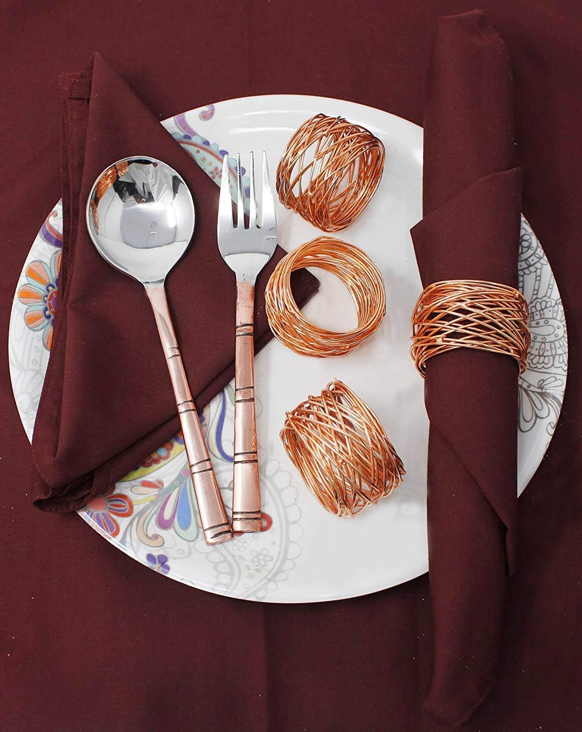 Handmade Round Mesh Napkin Rings Holder for Dinning Table Parties Everyday, Set of 12