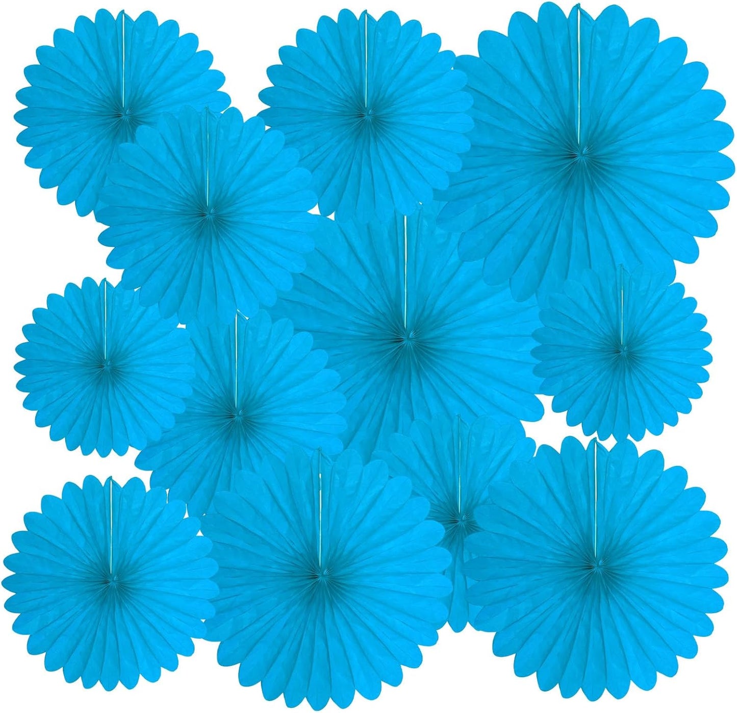 20 Pcs Sky Blue Hanging Paper Fan, Hanging Honeycomb Round Paper Fans for Weddings, Birthdays, Easter, Baby Showers, Classroom, Events Ceiling Party Supplies Decorations