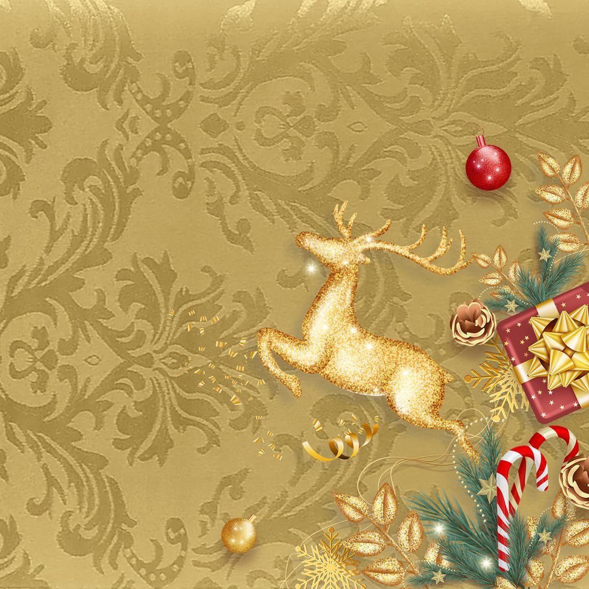 SASTYBALE Jacquard Square Napkin, Damask Wrinkle Resistant Soft Polyester Napkins, Fall Fabric Cloth Napkins for Wedding, Spring, Party, Dinners, Set of 4 (Gold, 20X20 inch Napkin)