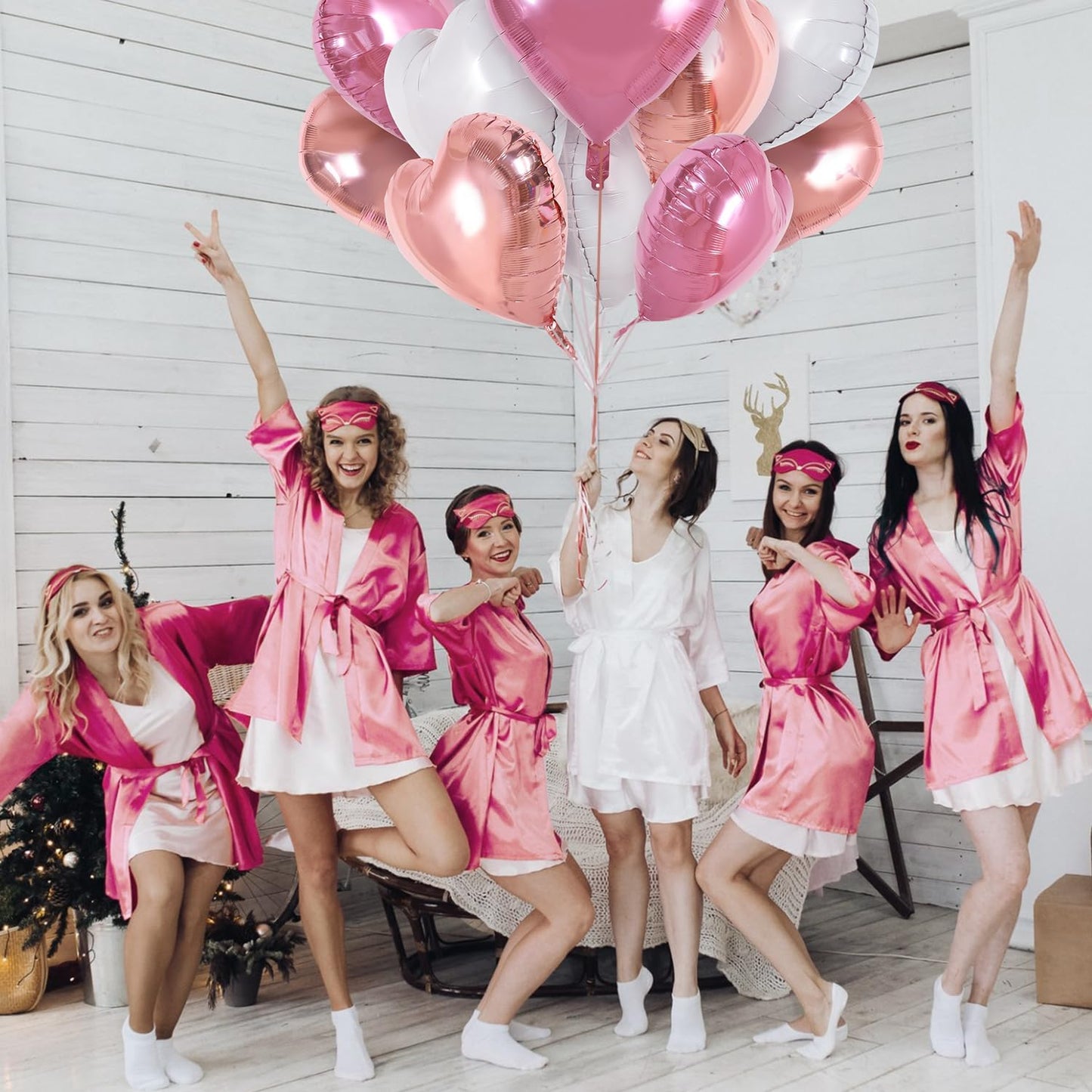 TONIFUL 30Pcs 18 Inch Rose Gold Pink Heart Balloons Pink White Heart Shape Foil Mylar Balloons Decoration for Birthday Valentine's Day Wedding Bridal Shower Anniversary Engagement Party Supplies