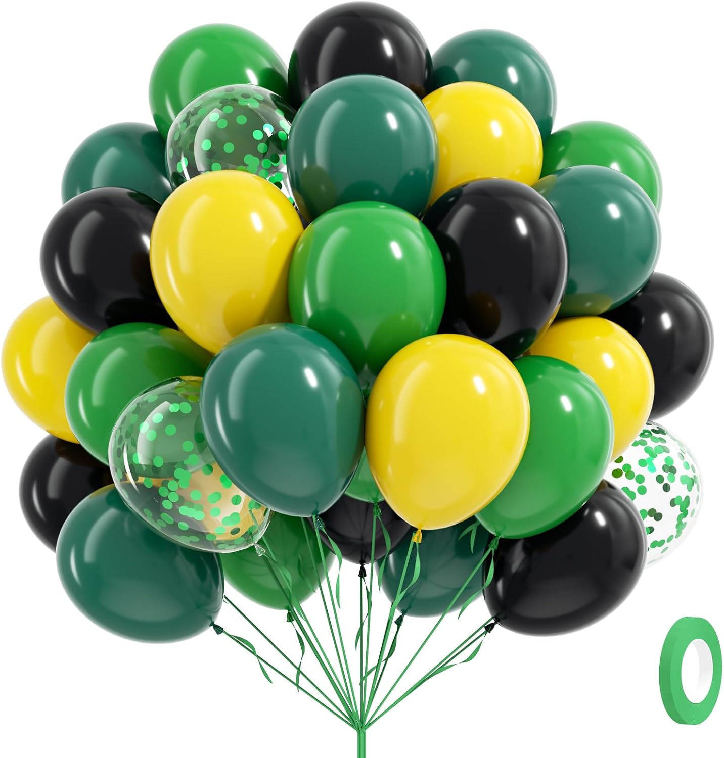 60pcs Tractor Balloons 12inch with Black Green and Yellow Balloons for Baby Shower Farm Tractor Birthday Party Decorations