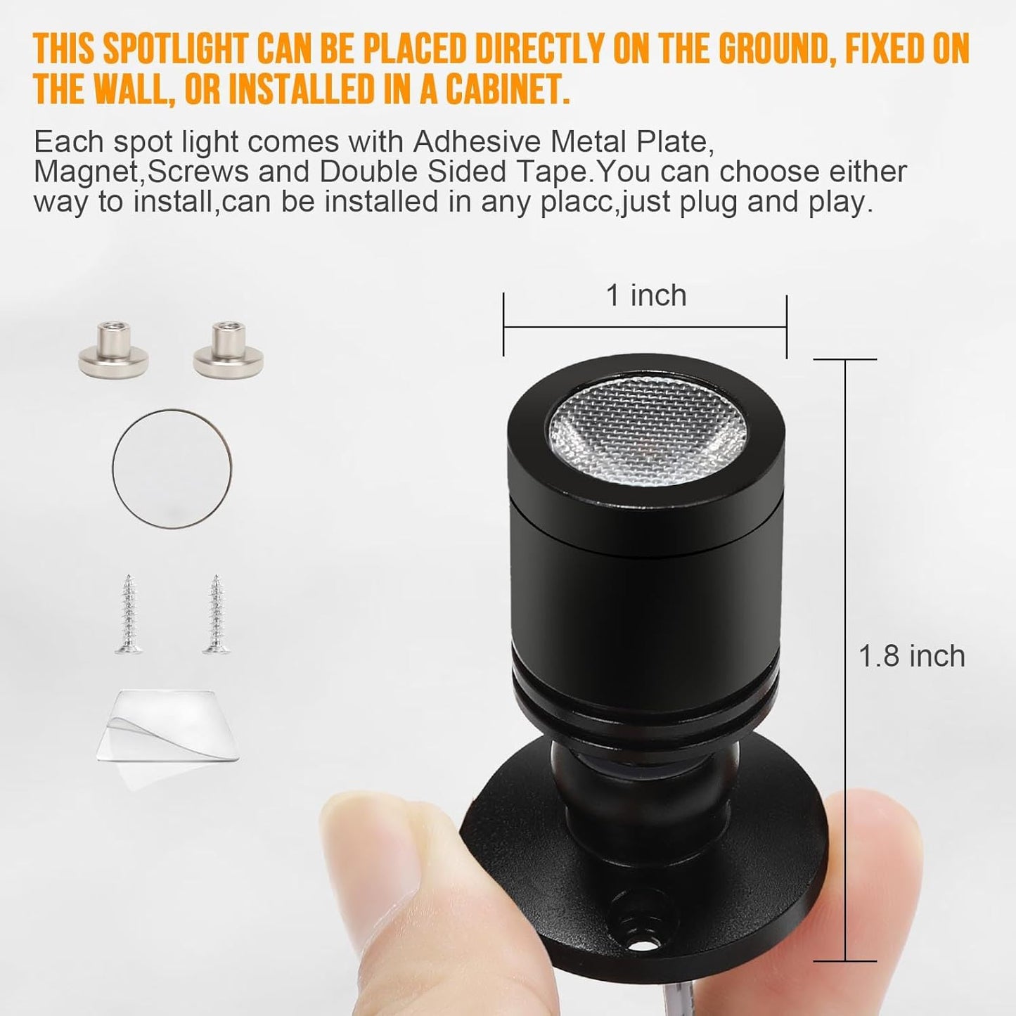 Taysing LED Spot Light Indoor Little Mini Spotlight Accent Lights for Display, Paintings, Pictures, Plants, Jewelry, Shelves, Cabinets, Posters, Showcase(Cold White 4 Pack Dimming&Timing)