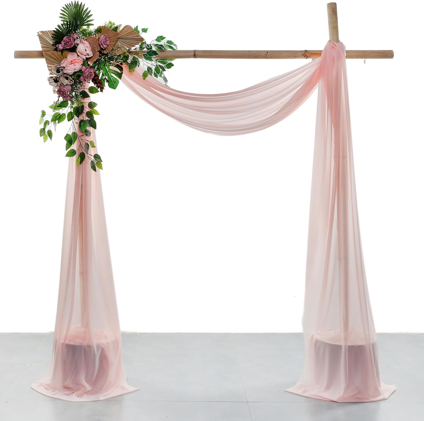 VDS Pack of 4 Panel (30 Inch X 20 Feet) Wedding Arch Draping Fabric Sheer Chiffon Fabric Drapery for Wedding Ceremony Reception Swag Backdrop Canopy Chuppah ARBO Altars Decoration (Dusty Rose)