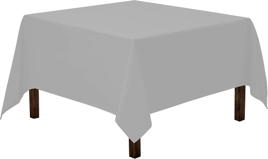 Gee Di Moda Square Tablecloth - 70 x 70 Inch Silver Table Cloth for Medium Square or Round Tables - Heavy Duty Washable Fabric - for Buffet Table, Holiday Party, Dinner, Wedding & Baby Shower