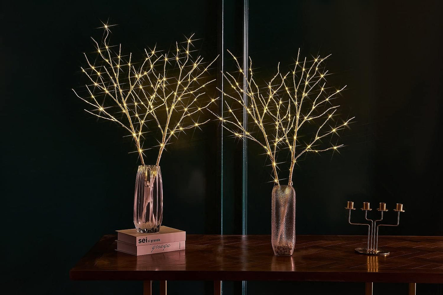 Fudios Lighted Branches with Timer Battery Operated 30IN Tall Birch Twig Lights for Vase 100 LED Outdoor and Indoor Holiday Winter Decor 2Set